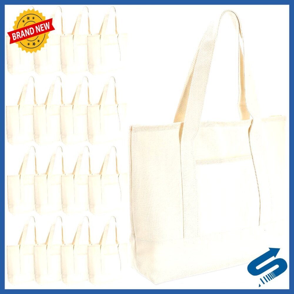 Large Canvas Tote Bag Reusable Grocery Shopping DIY Blank Customizable